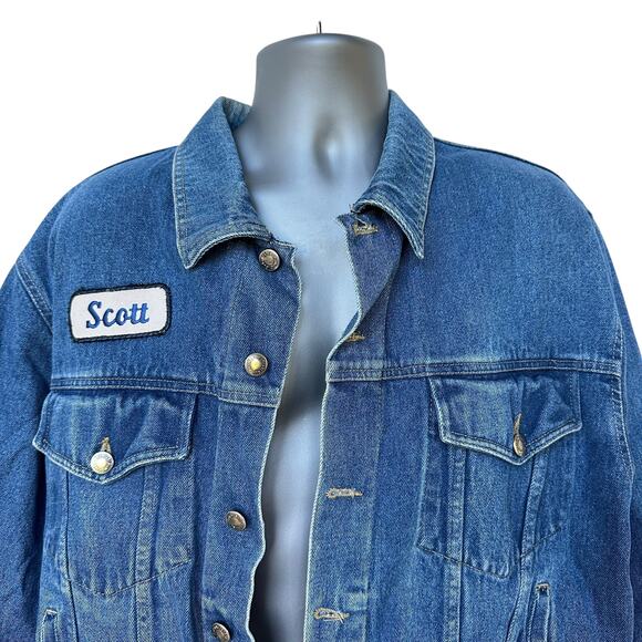 Vintage Wrangler Hero Jean Jacket Medium Blue Denim Scott Band Men's Size Large - Picture 3 of 9
